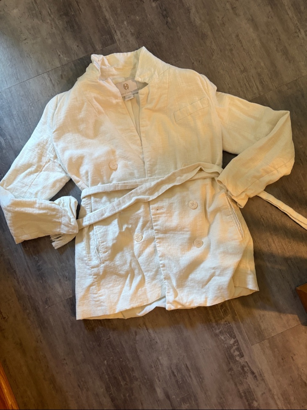 House of Harlow 1960 Cream Double-Breasted Belted Trench Coat